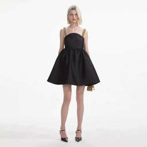 self-portrait Taffeta Embellished Mini Dress