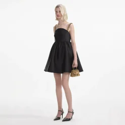 self-portrait Taffeta Embellished Mini Dress