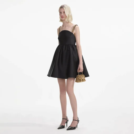 self-portrait Taffeta Embellished Mini Dress