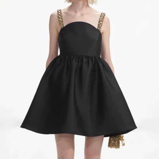 self-portrait Taffeta Embellished Mini Dress