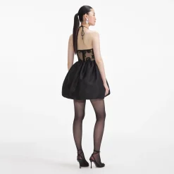 self-portrait Taffeta Halterneck Mini Dress