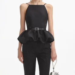 self-portrait Taffeta Peplum Top