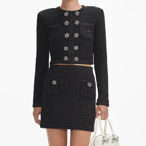self-portrait Textured Knit Mini Skirt