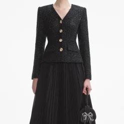 self-portrait Tinsel Boucle Chiffon Midi Dress