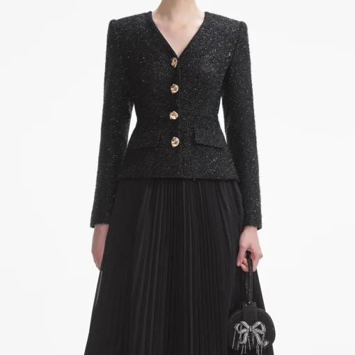 self-portrait Tinsel Boucle Chiffon Midi Dress