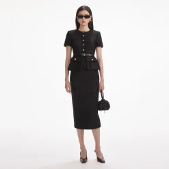 self-portrait Tinsel Boucle Tailored Midi Dress