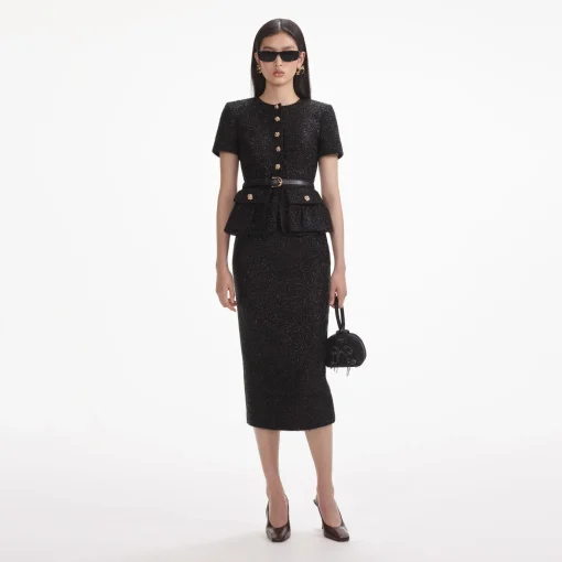 self-portrait Tinsel Boucle Tailored Midi Dress