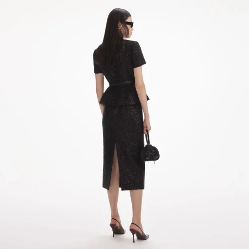 self-portrait Tinsel Boucle Tailored Midi Dress