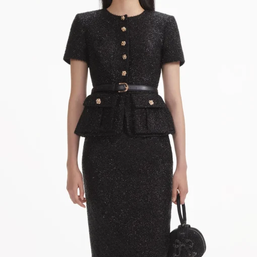 self-portrait Tinsel Boucle Tailored Midi Dress