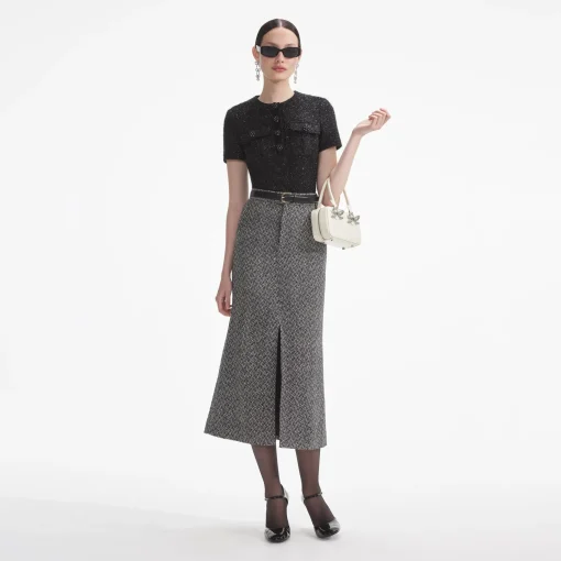 self-portrait Tinsel Boucle Top