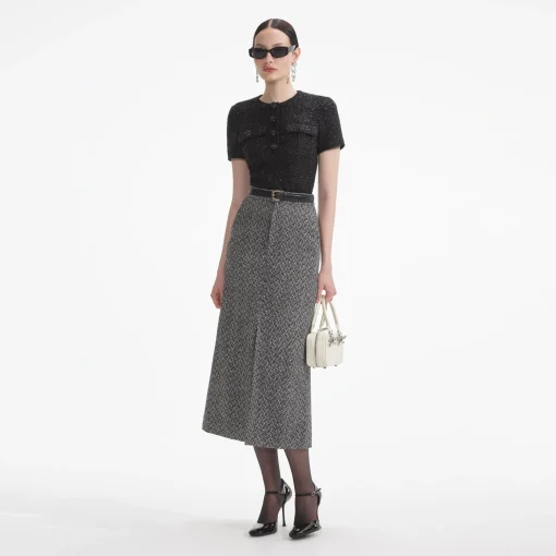 self-portrait Tinsel Boucle Top