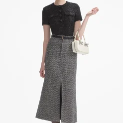 self-portrait Tinsel Boucle Top