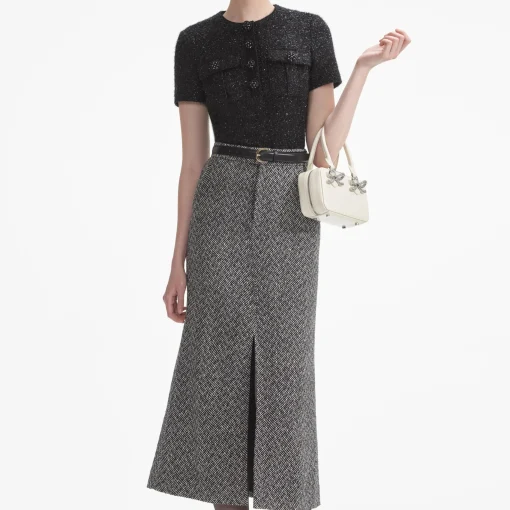 self-portrait Tinsel Boucle Top