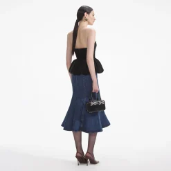 self-portrait Velvet Bandeau Top