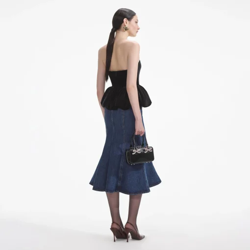 self-portrait Velvet Bandeau Top