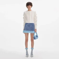 self-portrait Crystal Chainmail Mini Skirt
