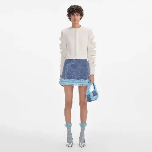 self-portrait Crystal Chainmail Mini Skirt
