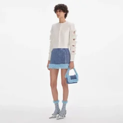 self-portrait Crystal Chainmail Mini Skirt