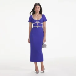 self-portrait Diamante Bow Trim Midi Dress