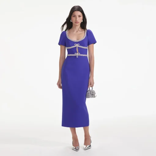 self-portrait Diamante Bow Trim Midi Dress