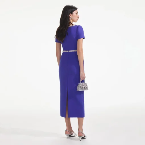self-portrait Diamante Bow Trim Midi Dress