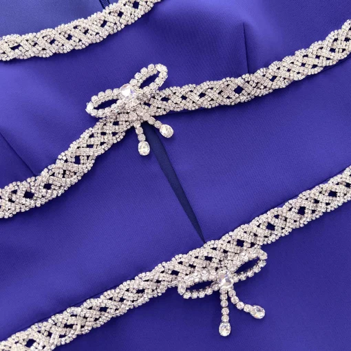 self-portrait Diamante Bow Trim Midi Dress