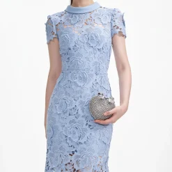 self-portrait Flower Lace Contrast Collar Midi Dress