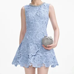 self-portrait Flower Lace Mini Dress