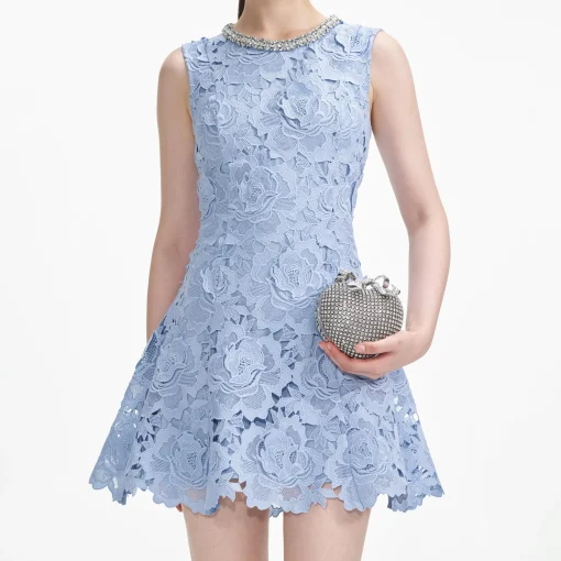 self-portrait Flower Lace Mini Dress