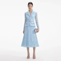 self-portrait Lace Tailored Midi Dress