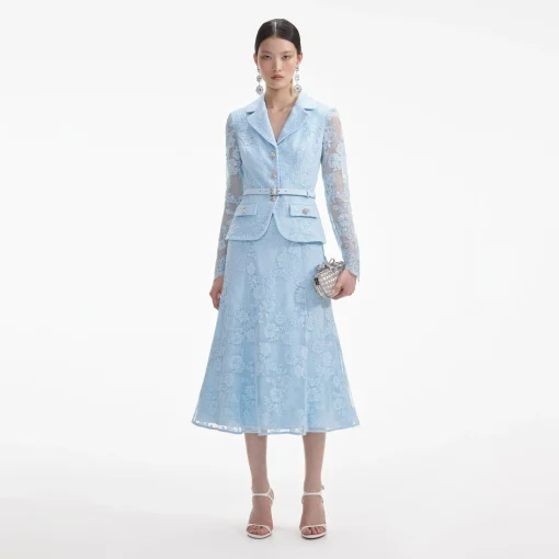 self-portrait Lace Tailored Midi Dress