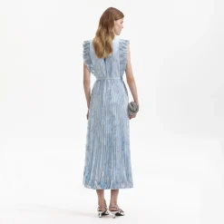 self-portrait Metallic Floral Midi Dress