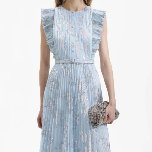 self-portrait Metallic Floral Midi Dress