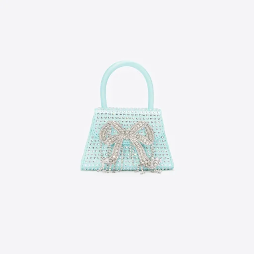 self-portrait Satin Heart Rhinestone Micro Bow Bag