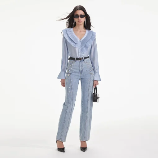 self-portrait Satin Organza Blouse