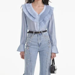 self-portrait Satin Organza Blouse