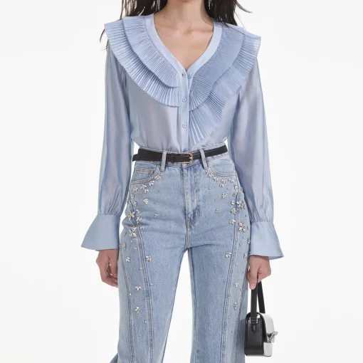 self-portrait Satin Organza Blouse