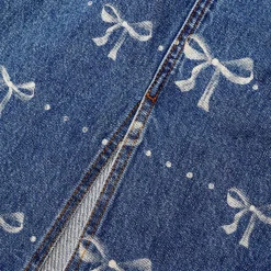 self-portrait Print Denim Midi Skirt