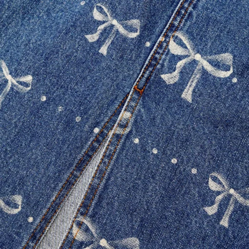 self-portrait Print Denim Midi Skirt