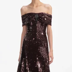 self-portrait Sequin Off Shoulder Midi Dress