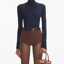 self-portrait Stretch Crepe Shorts