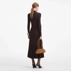 self-portrait Viscose Rib Knit Midi Dress