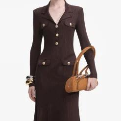self-portrait Viscose Rib Knit Midi Dress