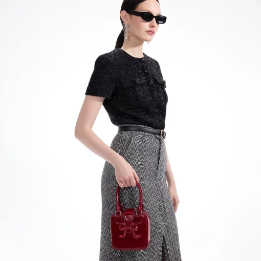 self-portrait Leather Square Mini Tote Bag
