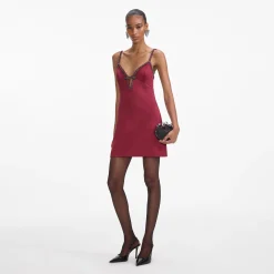 self-portrait Satin Strappy Mini Dress
