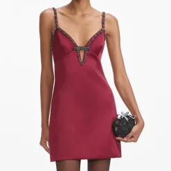 self-portrait Satin Strappy Mini Dress