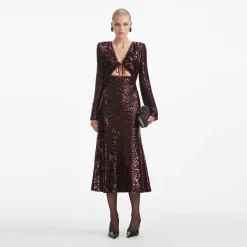 self-portrait Sequin Midi Dress