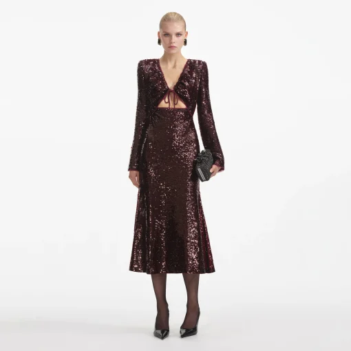 self-portrait Sequin Midi Dress