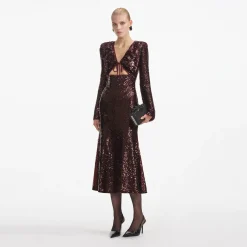 self-portrait Sequin Midi Dress