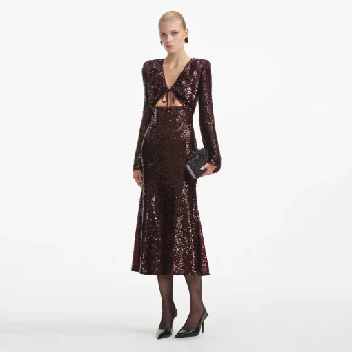 self-portrait Sequin Midi Dress